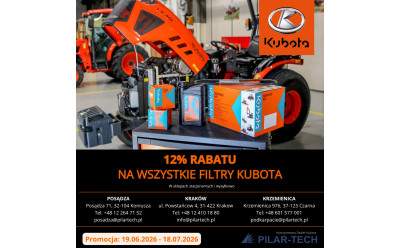Zadbaj o swój ciągnik z oryginalnymi częściami! 12% rabatu na WSZYSTKIE filtry Kubota